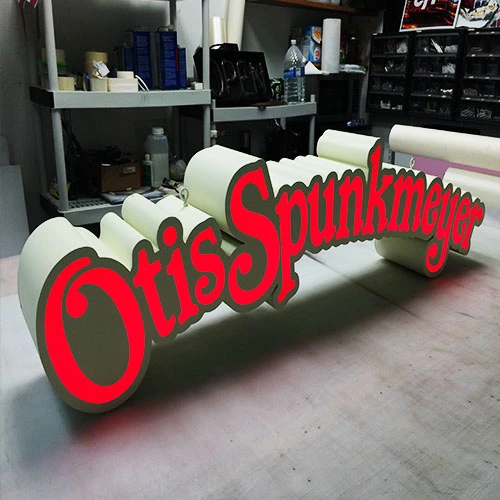 3d metal sign illuminated